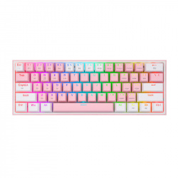 Teclado Gamer Redragon Fizz Pro K616 RGB, Teclado Mecánico, Red Switch, Inalámbrico, RF + Bluetooth, Rosa/Blanco (Inglés) 