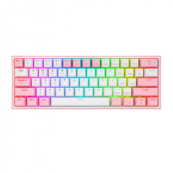 Teclado Gamer Redragon Fizz Pro K616 RGB, Teclado Mecánico, Red Switch, Inalámbrico, RF + Bluetooth, Blanco/Rosa (Inglés) 