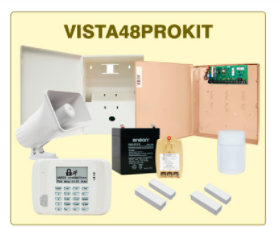 Resideo Kit Sistema de Alarma VISTA48PROKIT, Alámbrico, Incluye Panel 48LA, Teclado, Detector de Movimiento, Contactos Magnéticos, Gabinete, Sirena, Batería y Transformador 