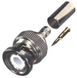 RF Industries Conector Coaxial de Anillo Plegable BNC Macho, Plata 