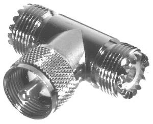 RF Industries Conector Coaxial en T UHF Hembra - UHF Macho, Plata 