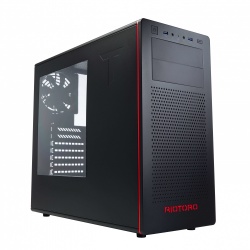 Gabinete Riotoro CR480 con Ventana, Midi-Tower, ATX/Micro-ATX/Mini-ATX, USB 3.1, sin Fuente, Negro/Rojo 