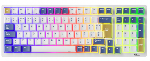 Teclado Gamer RK Royal Kludge RK98 LED RGB 96%, Teclado Mecánico, MX Red, Inalámbrico, USB/Bluetooth, Blanco, Español  