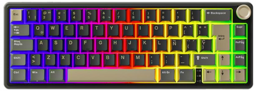 Teclado Gamer RK Royal Kludge R65 Phantom LED RGB 65%, Teclado Mecánico, Membrana, Alámbrico, USB, Negro, Español  