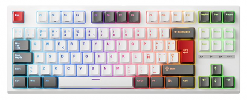 Teclado Gamer RK Royal Kludge RKR87 LED RGB TKL, Teclado Mecánico, MX Red, Alámbrico, USB, Blanco, Español  