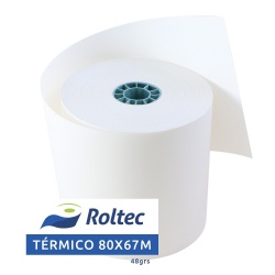 Roltec Rollo de Papel Térmico, 80mm x 67m, 75 Rollos 