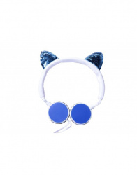 Romms Audífonos HP-11B Gato, Alámbrico, 1.5 Metros, 3.5mm, Blanco/Azul 
