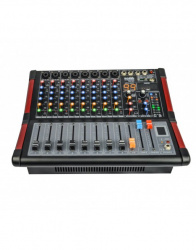 Romms Mezcladora Amplificada PMX-8CH, 8 Canales, Bluetooth, XLR, 250W RMS 