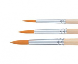 Royal Talens Set de Pinceles Redondos 9099123M, Pelo Sintético, Mango Corto, #4, #6, #8, 3 Piezas, para Acuarela 