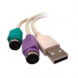 Sabrent Adaptador USB Macho - 2x PS/2 Macho, Blanco 