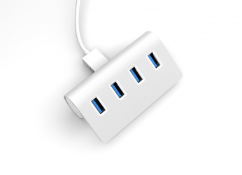 Sabrent Hub USB Macho - 4 Puertos USB Hembra, 5000Mbit/s, Plata/Blanco 