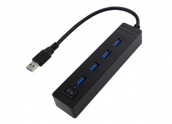 Sabrent Hub USB 3.0 con Interruptor, 4 Puertos, 5000 Mbit/s, Negro 