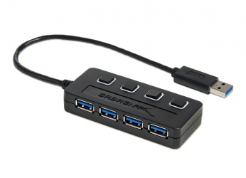 Sabrent Hub USB 3.0 Macho - 4x USB 3.0 Hembra, 5000 Mbit/s, Negro 