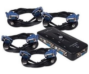 Switch Sabrent con Cables KVM-USB4, USB, 4 Puertos 