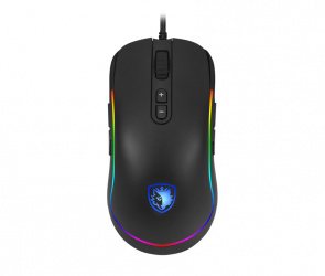 Mouse Gamer Ergonómico SADES Óptico Revolver, Alámbrico, USB, 10.000DPI, Negro 