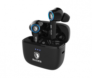 SADES Audífonos Intrauriculares con Micrófono Wings 100, Inalámbrico, Bluetooth, Negro/Azul 