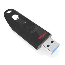 Memoria USB SanDisk Ultra, 64GB, USB A 3.0, Negro 
