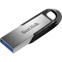 Memoria USB SanDisk Ultra Flair, 64GB, USB 3.0, Negro/Plata 