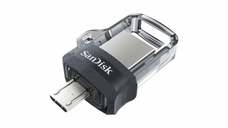 Memoria USB SanDisk Ultra Dual Drive M3.0, 64GB, USB 3.0, Lectura 150MB/s, Gris 