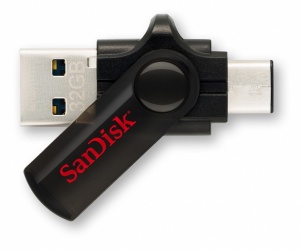 Memoria USB SanDisk Dual Tipo C, 32GB, USB 3.0, Negro 
