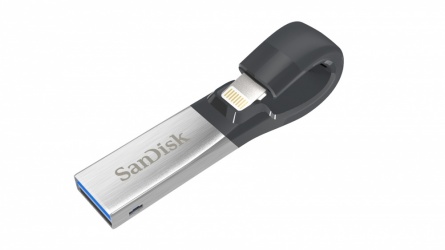 Memoria USB SanDisk iXpand, 16GB, USB 3.0/Lightning, Negro/Plata 