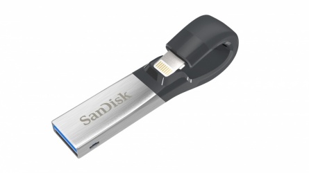 Memoria USB SanDisk iXpand, 64GB, USB 3.0/Lightning, Negro/Plata 