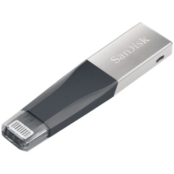 Memoria USB SanDisk IXpand Mini, 16GB, USB 3.0/Lightning, Lectura 90MB/s, Gris/Plata 