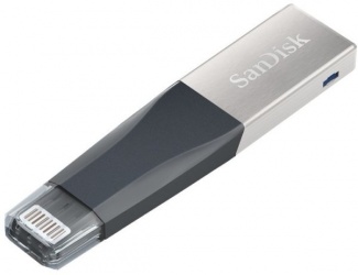Memoria USB SanDisk IXpand Mini, 32GB, USB 3.0/Lightning, Lectura 90MB/s, Gris/Plata 