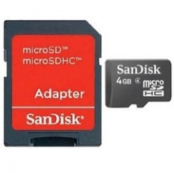 Memoria Flash SanDisk, 4GB mircoSDHC Clase 4, con Adaptador 