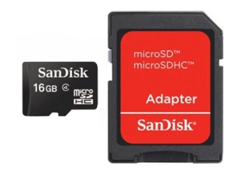 Memoria Flash SanDisk, 16GB microSDHC Clase 4, con Adaptador 