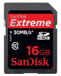 Memoria Flash SanDisk, 16GB Extreme SDHC, Lectura 30 MB/s 
