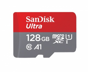Memoria Flash SanDisk Ultra A1, 128GB MicroSDXC Clase 10, con Adaptador 