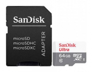 Memoria Flash SanDisk Ultra, 64GB MicroSDXC UHS-I Clase 10, con Adaptador 