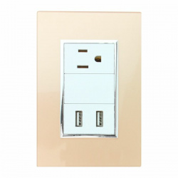 Santul Tomacorriente 4564, 1 Enchufe + 2 USB A, Champán/Blanco 