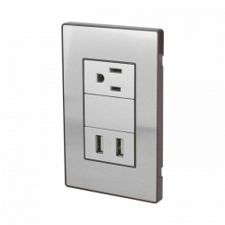 Santul Tomacorriente 4639, 1 Enchufe + 2x USB, Gris 