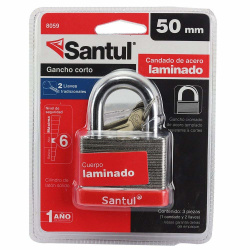 Santul Candado de Gancho Corto, 50mm, Acero Laminado 