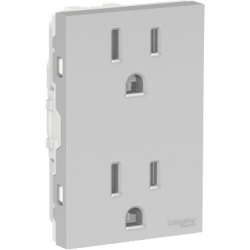 Schneider Electric Tomacorriente S70322074, 2 Enchufes, 250V, 15A, Blanco 