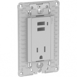 Schneider Electric Tomacorriente Orión, 1 Enchufe, 2x USB, 250V, 15A, Blanco 