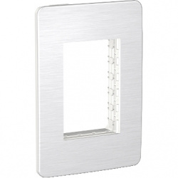 Schneider Electric Placa para Pared S733603635, 3 Puertos, Plata 