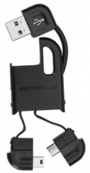 Scosche Cable de Llavero Micro USB/ Mini USB Macho - USB A Macho, Negro 