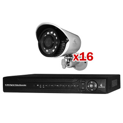 Secucore Kit de Vigilancia KITWAH161080B de 16 Cámaras CCTV Bullet con Grabadora de 16 Canales 