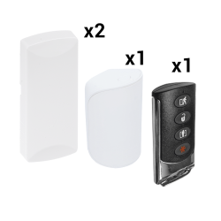 S-Fire Kit Sensor de Movimiento KIT-RF-SFIRE-DSC-2, Inalámbrico - Incluye 2 Contactos Magnéticos, 1 PIR y 1 Llavero 