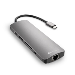 Sharkoon Docking Station Combo Adapter USB C, 3x USB 3.0, 1x HDMI, 1x Micro SD/, 1x SD, 1x MMC, Gris 