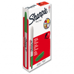 Sharpie Marcador Permanente Punto Fino, Verde, 12 Piezas 