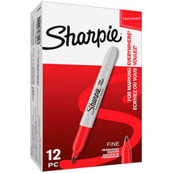 Sharpie Marcador Permanente Punto Fino, Rojo, 12 Piezas 