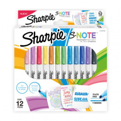 Sharpie Marca Textos S NOTE, Varios Colores, 12 Piezas 