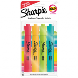 Sharpie Marca Textos Tank Fluorescentes, Varios Colores, 4 Piezas 