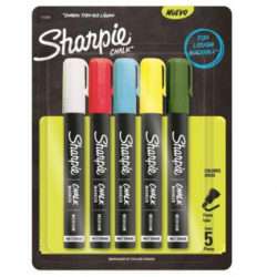Sharpie Marcador para Vidrio Chalk, 5 Piezas, Varios Colores 