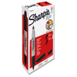 Sharpie Marcador Permanente Twin Tip, Doble Punta, Negro, 12 Piezas 