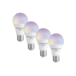 Shelly Foco LED Inteligente SHELLYDUORGBWK4, WiFi, RGB, Base E27, 9W, 800 Lúmenes, Blanco, 4 Piezas 